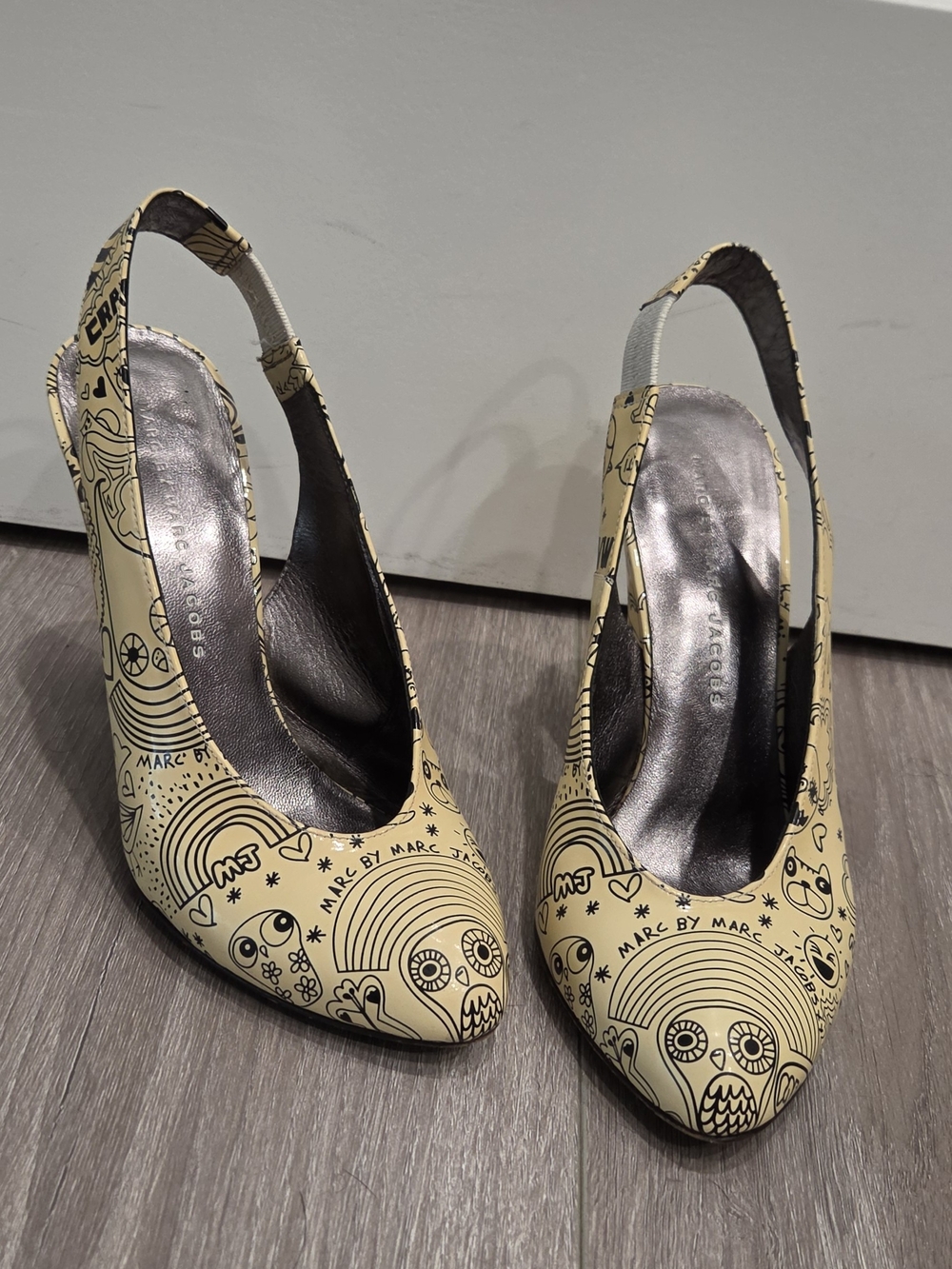Marc by Marc Jacobs Yellow Graphic Slingback Heels